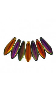 Czech Glass Daggers beads 5x16mm Crystal magic copper 00030-95300